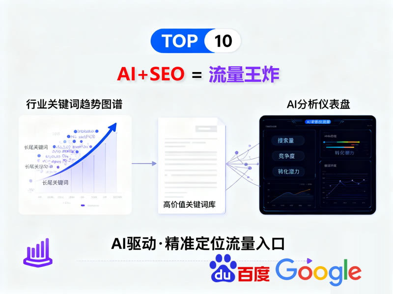 AI SEO服務(wù)展示，人工智能輔助SEO優(yōu)化的界面示意圖